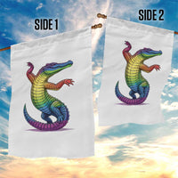 Funny Rainbow Gator LGBTQ Pride Support Garden Flag