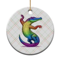 Funny Rainbow Gator LGBTQ Pride Support Ceramic Ornament