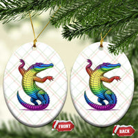 Funny Rainbow Gator LGBTQ Pride Support Ceramic Ornament