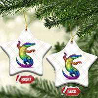 Funny Rainbow Gator LGBTQ Pride Support Ceramic Ornament