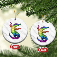 Funny Rainbow Gator LGBTQ Pride Support Ceramic Ornament