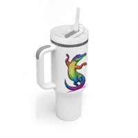Funny Rainbow Gator LGBTQ Pride Support Tumbler With Handle