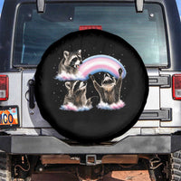 Howling Raccoon LGBTQ Pride Spare Tire Cover Rainbow Trash Panda Support