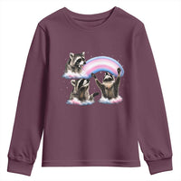 Howling Raccoon LGBTQ Pride Youth Sweatshirt Rainbow Trash Panda Support