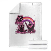 Funny Pink Raccoon Live Laugh Throw Blanket Lesbian Pride Month