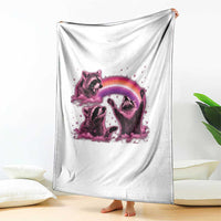 Funny Pink Raccoon Live Laugh Throw Blanket Lesbian Pride Month