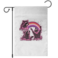 Funny Pink Raccoon Live Laugh Garden Flag Lesbian Pride Month