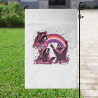 Funny Pink Raccoon Live Laugh Garden Flag Lesbian Pride Month