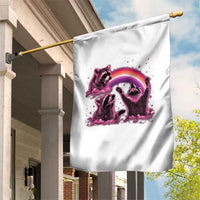 Funny Pink Raccoon Live Laugh Garden Flag Lesbian Pride Month