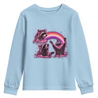 Funny Pink Raccoon Live Laugh Youth Sweatshirt Lesbian Pride Month