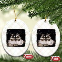 Funny Lesbian Raccoon Engagement Ceramic Ornament LGBTQ Pride Gift