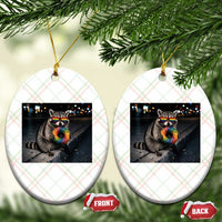 Raccoon Eating Baguette Graphic Ceramic Ornament Humorous Gay Pride Gift