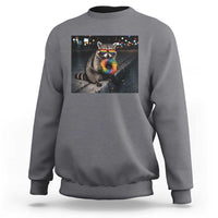 Raccoon Eating Baguette Graphic Sweatshirt Humorous Gay Pride Gift