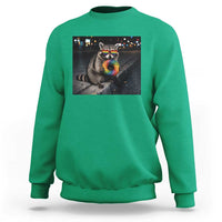 Raccoon Eating Baguette Graphic Sweatshirt Humorous Gay Pride Gift