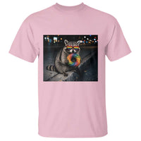 Raccoon Eating Baguette Graphic T Shirt Humorous Gay Pride Gift