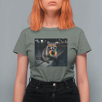 Raccoon Eating Baguette Graphic T Shirt For Women Humorous Gay Pride Gift