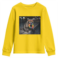 Raccoon Eating Baguette Graphic Youth Sweatshirt Humorous Gay Pride Gift