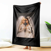 Funny Lesbian Doll Wedding Engagement Throw Blanket LGBTQ Pride Gift