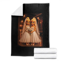 Funny Lesbian Pride Tung Tung Sahur Engagement Gift Throw Blanket
