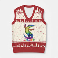 Alligaytor LGBTQ Pride Graphic V-Neck Knit Sweater Vest Queer Reptile Lovers