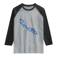 Curacao Flag Map Pride Raglan Shirt Proud Curacaoan Heritage Gift