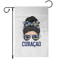 Curacao Soccer Messy Bun Girl Garden Flag Proud Curacaoan Heritage Gift