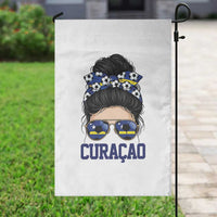 Curacao Soccer Messy Bun Girl Garden Flag Proud Curacaoan Heritage Gift