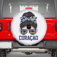 Curacao Soccer Messy Bun Girl Spare Tire Cover Proud Curacaoan Heritage Gift