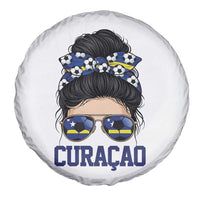 Curacao Soccer Messy Bun Girl Spare Tire Cover Proud Curacaoan Heritage Gift