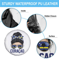Curacao Soccer Messy Bun Girl Spare Tire Cover Proud Curacaoan Heritage Gift