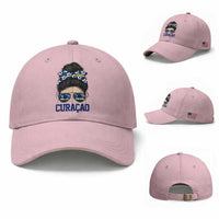 Curacao Soccer Messy Bun Girl Baseball Cap Proud Curacaoan Heritage Gift