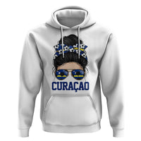 Curacao Soccer Messy Bun Girl Hoodie Proud Curacaoan Heritage Gift