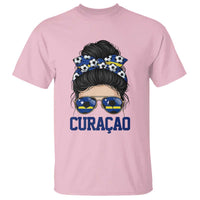 Curacao Soccer Messy Bun Girl T Shirt Proud Curacaoan Heritage Gift