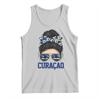 Curacao Soccer Messy Bun Girl Tank Top Proud Curacaoan Heritage Gift
