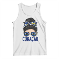 Curacao Soccer Messy Bun Girl Tank Top Proud Curacaoan Heritage Gift