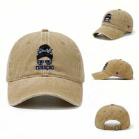 Curacao Soccer Messy Bun Girl Washed Cotton Baseball Cap Proud Curacaoan Heritage Gift