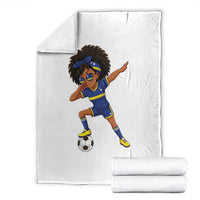 Funny Curacao Soccer Girl Throw Blanket Dabbing Football Fan Gift