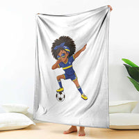 Funny Curacao Soccer Girl Throw Blanket Dabbing Football Fan Gift