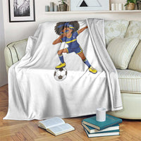 Funny Curacao Soccer Girl Throw Blanket Dabbing Football Fan Gift