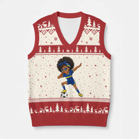 Funny Curacao Soccer Girl V-Neck Knit Sweater Vest Dabbing Football Fan Gift