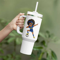 Funny Curacao Soccer Girl Tumbler With Handle Dabbing Football Fan Gift