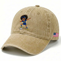 Funny Curacao Soccer Girl Washed Cotton Baseball Cap Dabbing Football Fan Gift