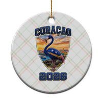 Funny Curacao Flamingo Soccer Lover Ceramic Ornament Caribbean Island Gift