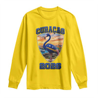 Funny Curacao Flamingo Soccer Lover Long Sleeve Shirt Caribbean Island Gift