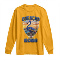 Funny Curacao Flamingo Soccer Lover Long Sleeve Shirt Caribbean Island Gift