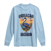Funny Curacao Flamingo Soccer Lover Long Sleeve Shirt Caribbean Island Gift