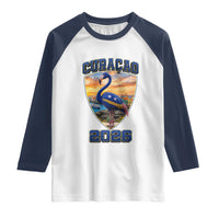 Funny Curacao Flamingo Soccer Lover Raglan Shirt Caribbean Island Gift