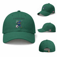 Funny Dabbing Sea Turtle Curaçao Soccer Fan Baseball Cap Caribbean Pride Graphic
