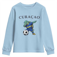 Funny Dabbing Sea Turtle Curaçao Soccer Fan Youth Sweatshirt Caribbean Pride Graphic