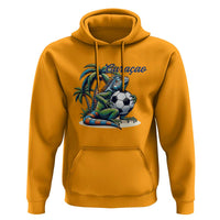 Funny Curaçao Iguana Soccer Fan Hoodie Caribbean Pride Football Graphic